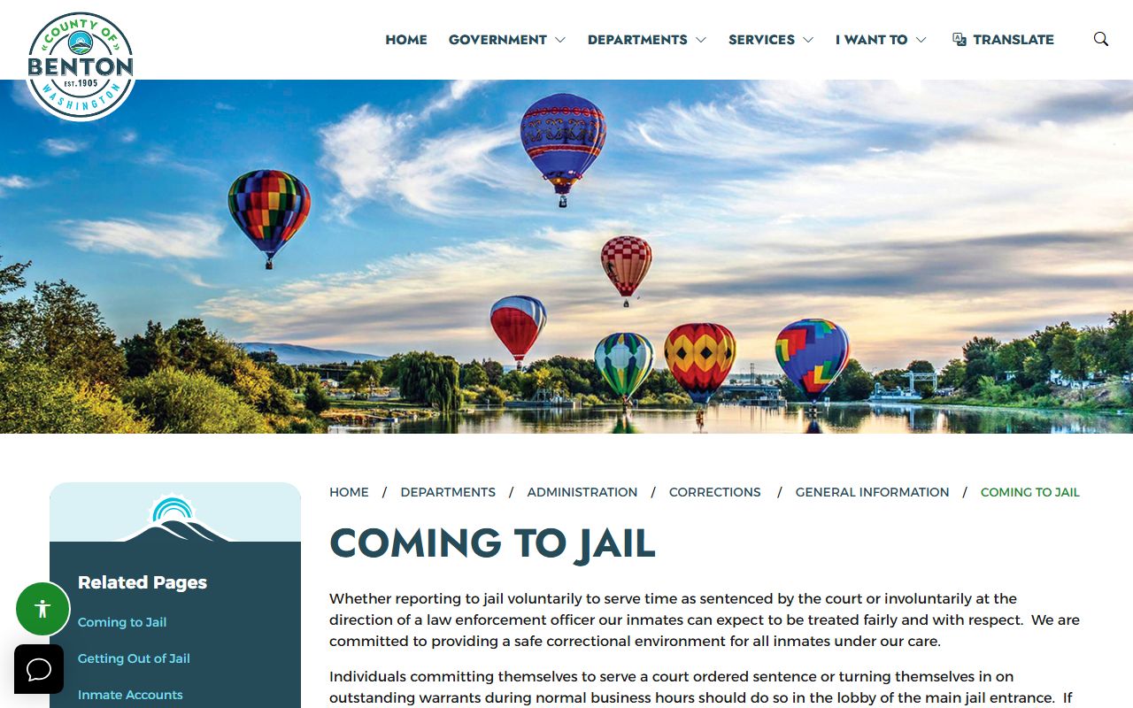 Benton County Jail intake and self-surrender instructions