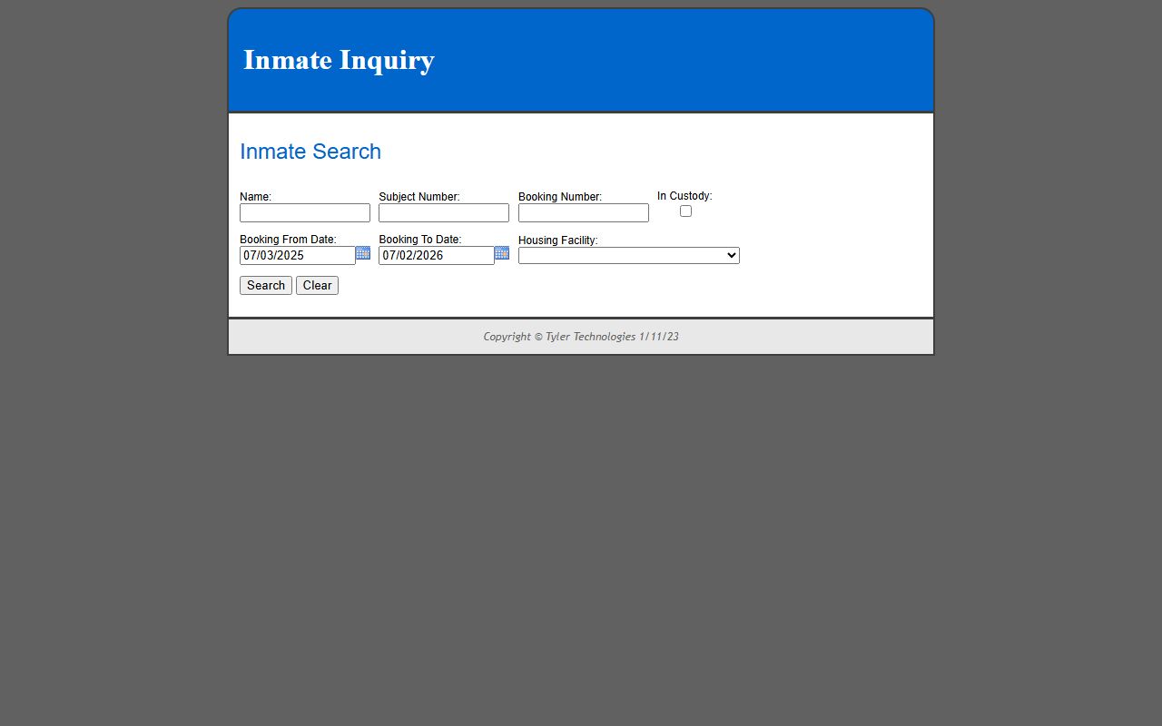 Benton County inmate population roster search fields