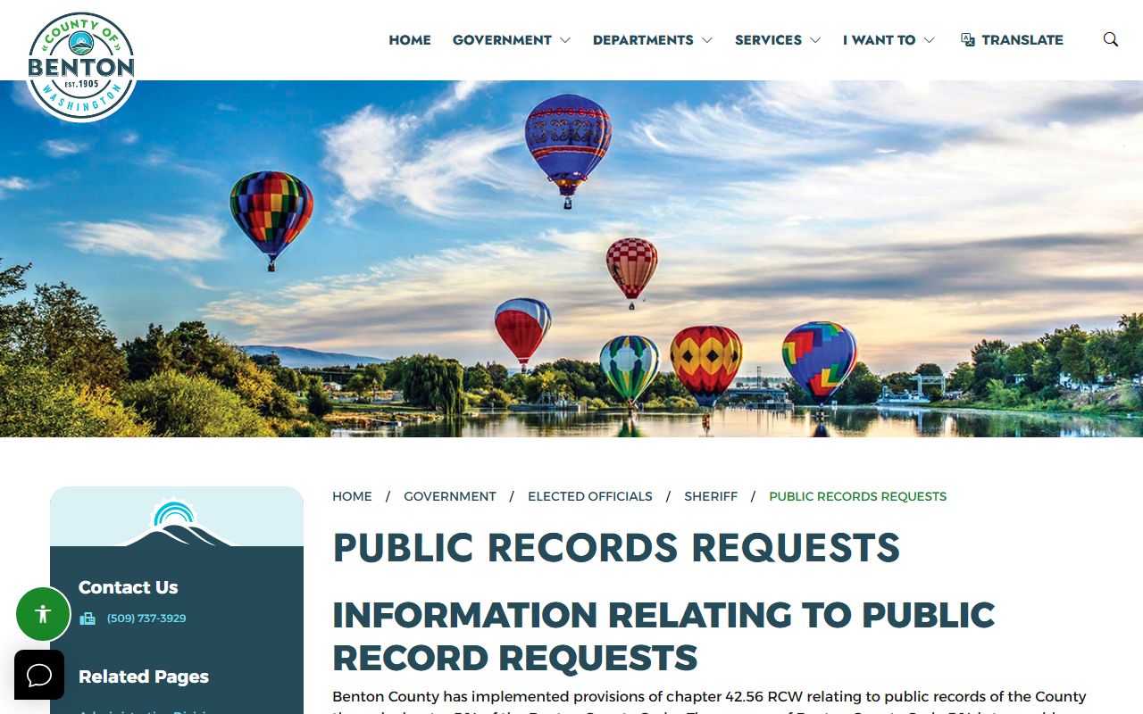 Benton County inmate records public records request page